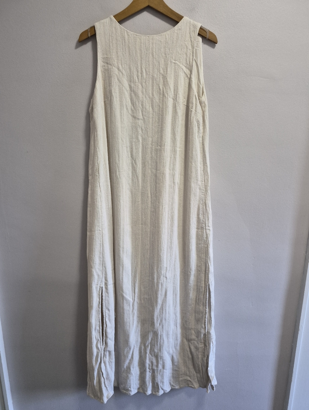 Jake*s Off-white Cream Maxi Dress Crinkle Cotton Made in India Size 10